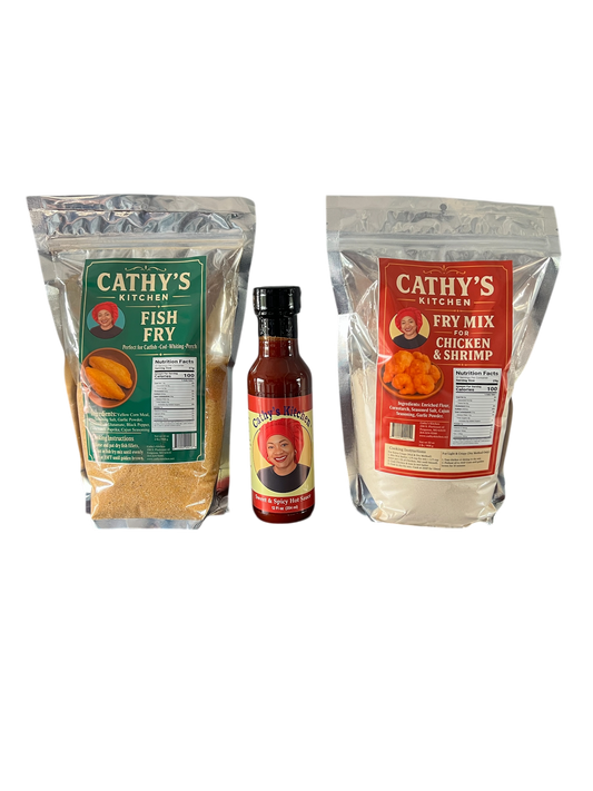 Cathy's Kitchen Fry Mix, The Fish Fry & The Sweet Spicy Hot Sauce